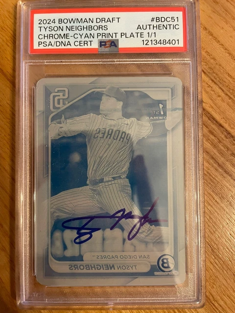2024 Bowman Draft Chrome TYSON NEIGHBORS RC 1st PRINTING PLATE 1/1 Padres DC1