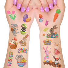 90Pcs Bulk Easter Temporary Tattoos, Easter Bunny  Egg Tattoo Sticker, Waterpro