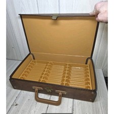 Vintage Cassette Tape Case Holds 24 Brown Vinyl Service Mfg Co Made in USA