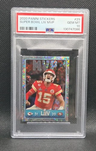 2020 Panini Stickers #29 Patrick Mahomes Super Bowl LIV MVP PSA GEM MT 10