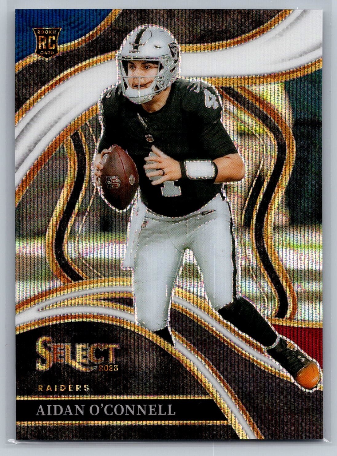 2023 panini select football aidan o'connell tri-color prizm rc 90/149 #298