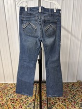 ARIAT REAL DENIM Jeans Women  s Size 31R Blue Mid Rise Stitching Boot Cut Cowgirl
