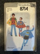 Uncut 8714 Simplicity size 7-8 Batman and Robin costume DC comics 1978
