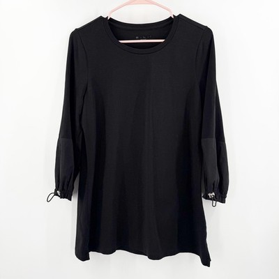 E.L.I. Top Size Medium Black Luxury Knit Peruvian Pima Cotton Stretch Drawstring