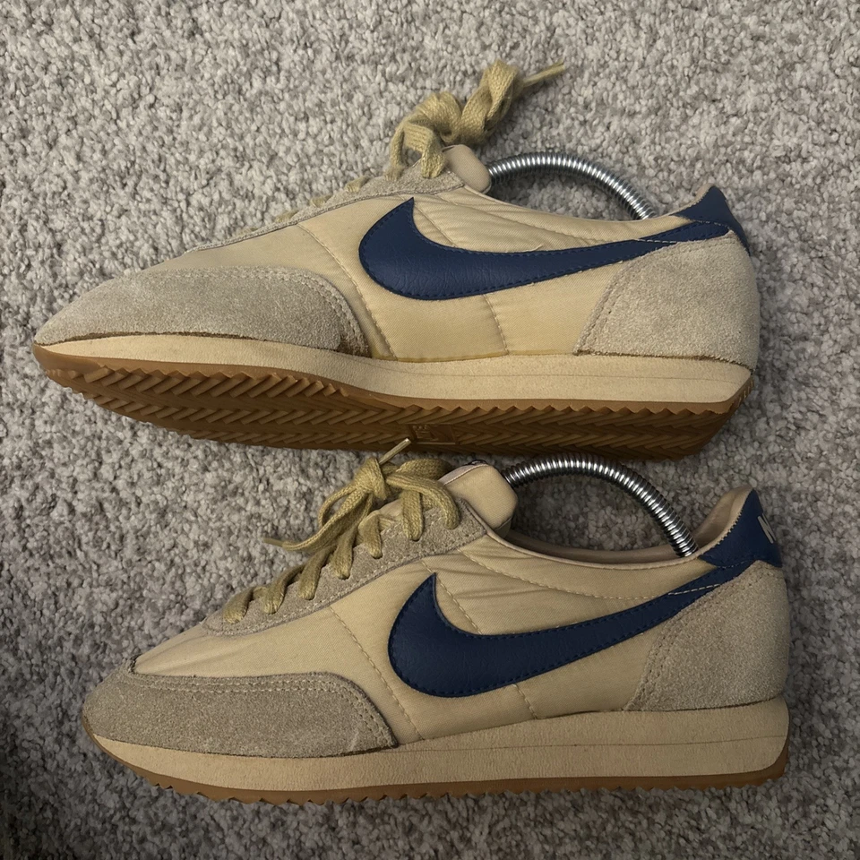 耐克复古 80 年代华夫饼赛车运动鞋跑步鞋大洋洲蓝色棕褐色男式 7.5 — 第 3/4 张图片