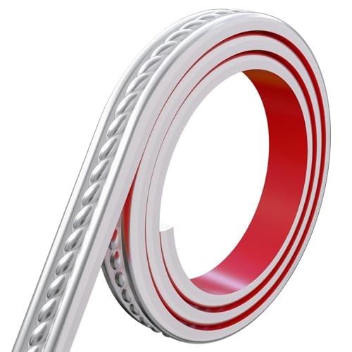 Molding Trim Wall Trim, 16.4 Feet Self-Adhesive Flexible DIY White and Silver