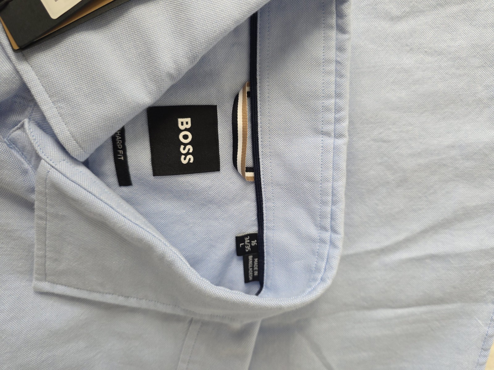 $138 Hugo Boss Men's Sharp Oxford Dress Shirt, Pastel Blue, L 16-34/35 thumbnail 3