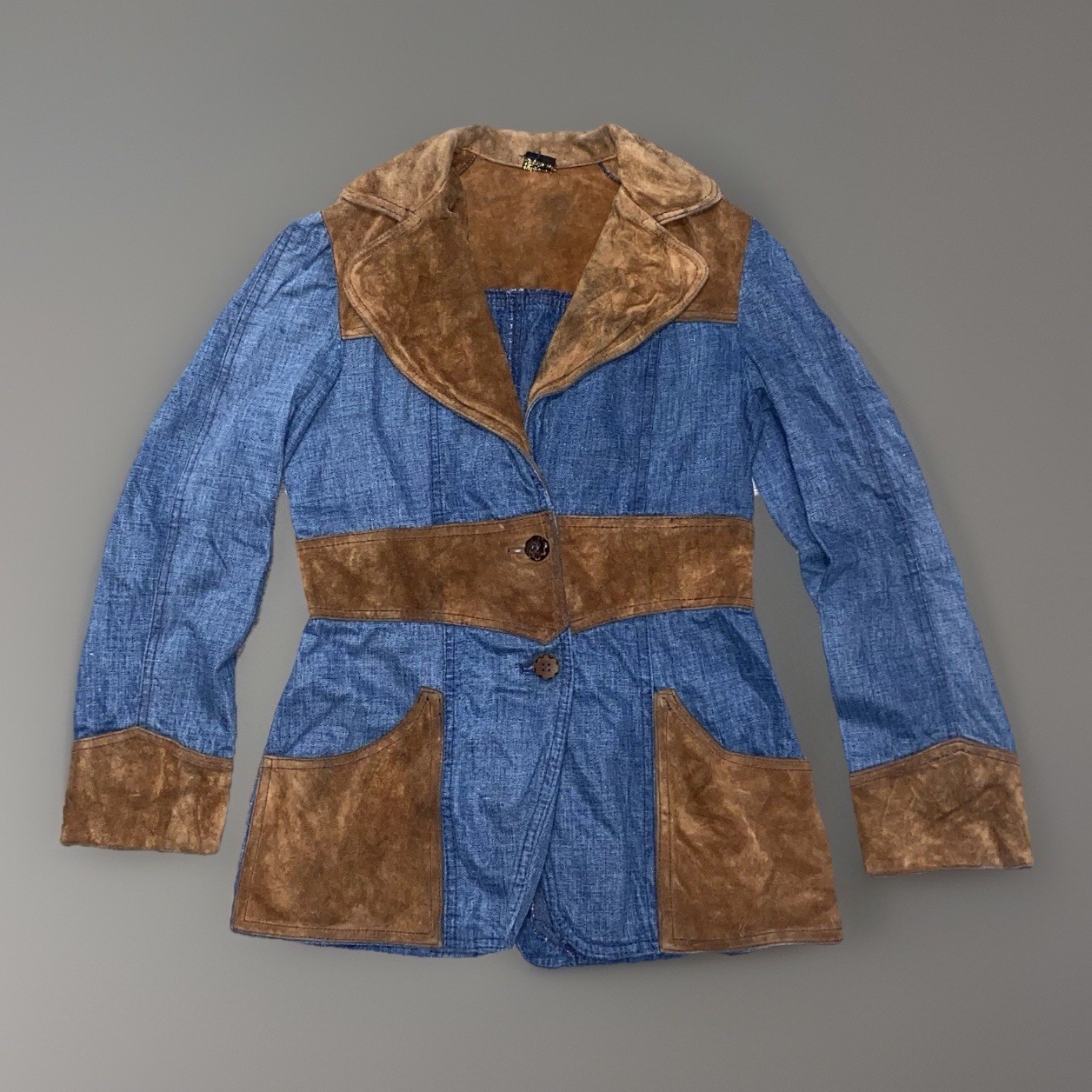 Vintage Patchwork Leather Western Jacket 70s Brow… - image 1