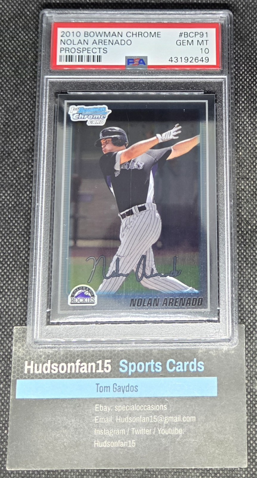 Nolan Arenado 2010 Bowman 1st Chrome Prospects #BCP91 PSA 10 Gem Mint Colorado