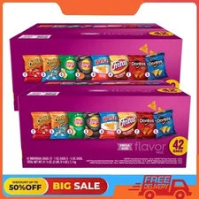 2 Packs Frito-Lay Flavor Mix Variety Pack Snack Chips, 42 Count Multipack Box