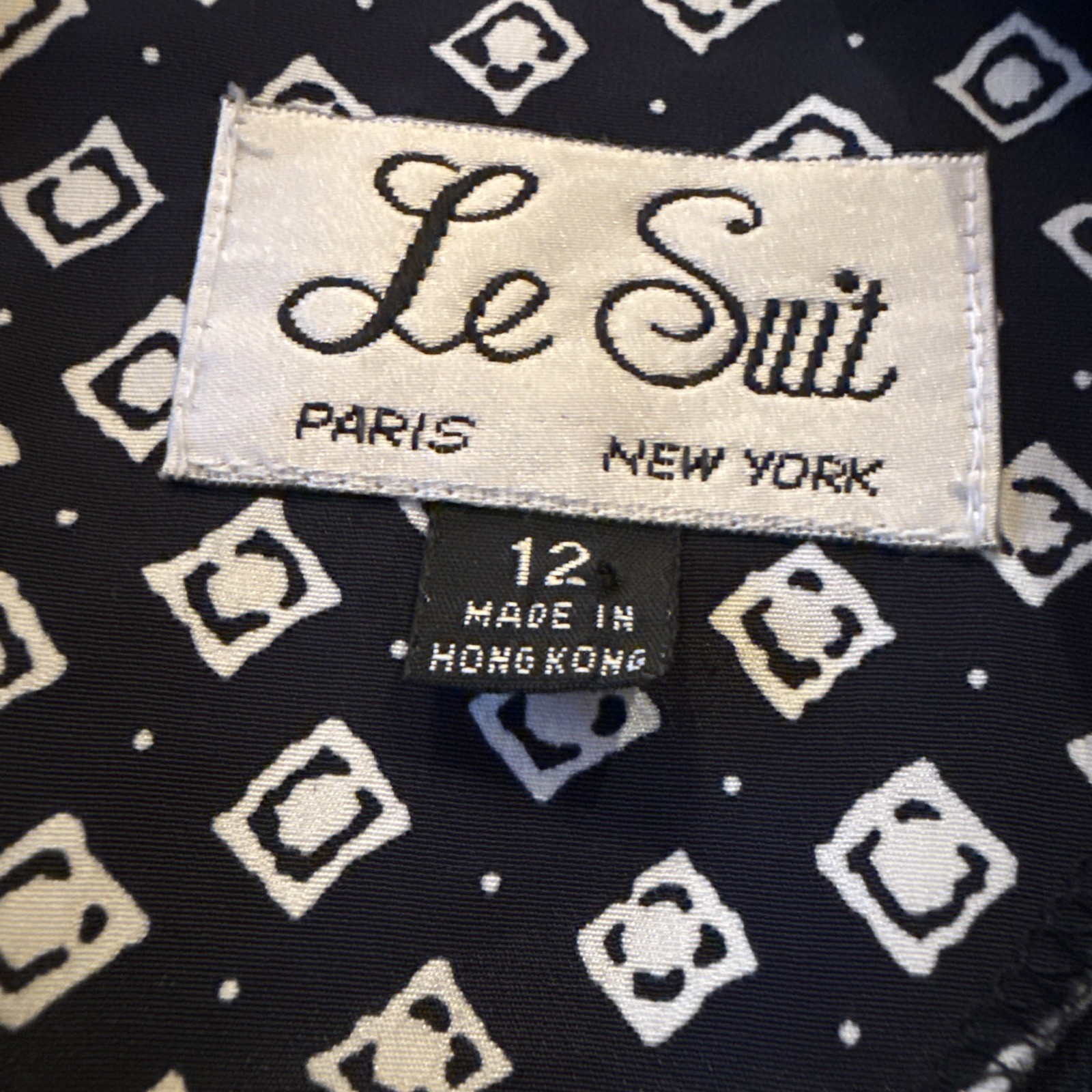 Le Suit Vintage Skirt Suit Navy Blue White Pleated Size 12