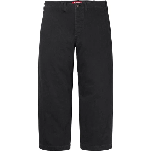PANTALON CHINO noir suprême lavé à chevrons homme taille L coton sergé pantalon