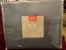 Noble Excellence Egyptian Cotton Sateen 400 Thread Slate Blue King Sheet Set