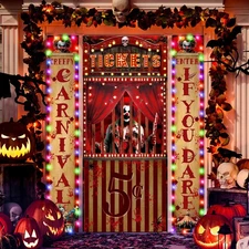 Tranqun 3pcs Halloween Door Cover Clown Porch Sign Indoor Outdoor Horror Circ...