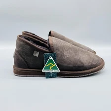 EMU Australia Shoes Men 10 W 11 Brown Suede Sheepskin Slippers Wool Lined