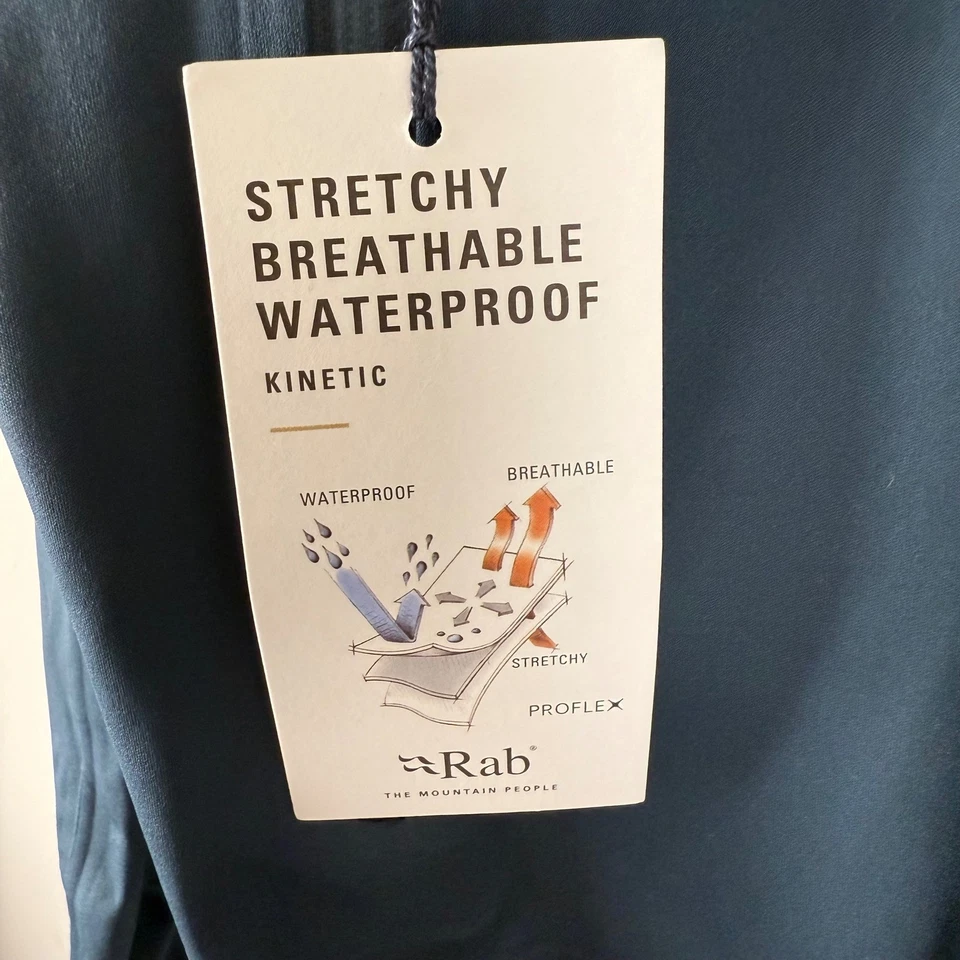 Chaqueta con Capucha RAB Kinetic 2.0 Impermeable Transpirable Para Hombre Azul Medio QWG-74 QW Foto 3 de 4