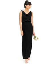 Adrianna Papell Womens Solid Gown Blouson Dress, black, 10