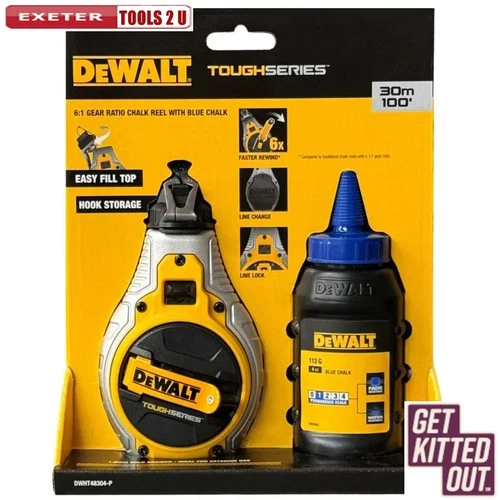DeWalt XMS26CHALK 30m (100ft) Chalk Line & Blue Chalk Set