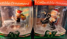 (2) Monopoly Christmas Ornaments - Basic Fun 2004 - Sack Of Cash and Driving Car