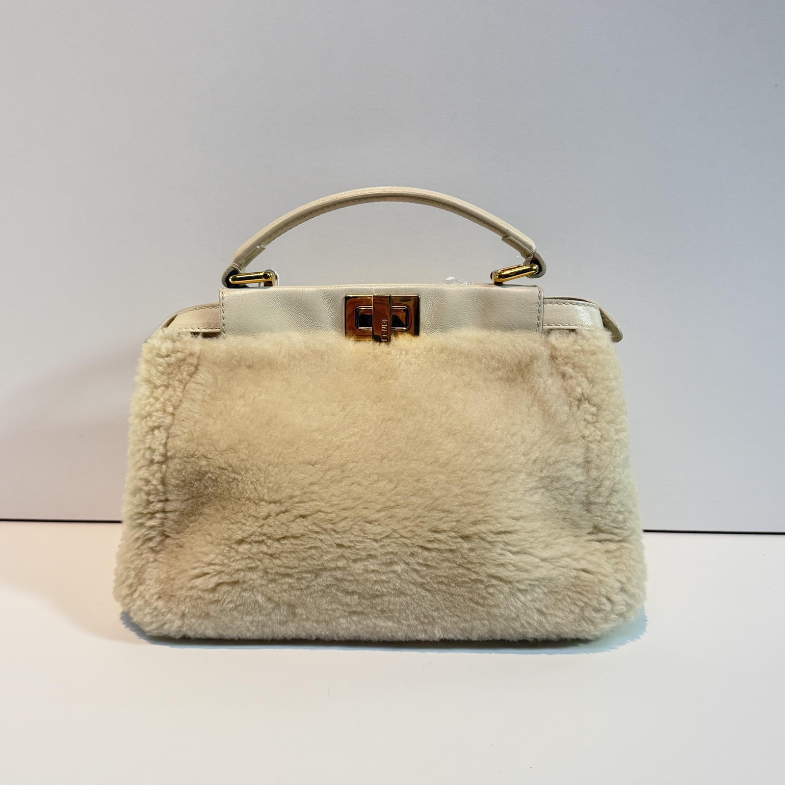 Fendi Peekaboo Small Handle Handbag Hobo Bag Cream Ivory FD2TK