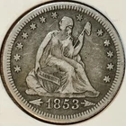 1853 Silver Seated Liberty Quarter Philadelphia Mint Very Fine Condition