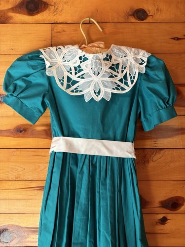 Vintage Teal Girls Dress, Size 6 Hollydays Brand Made In USA