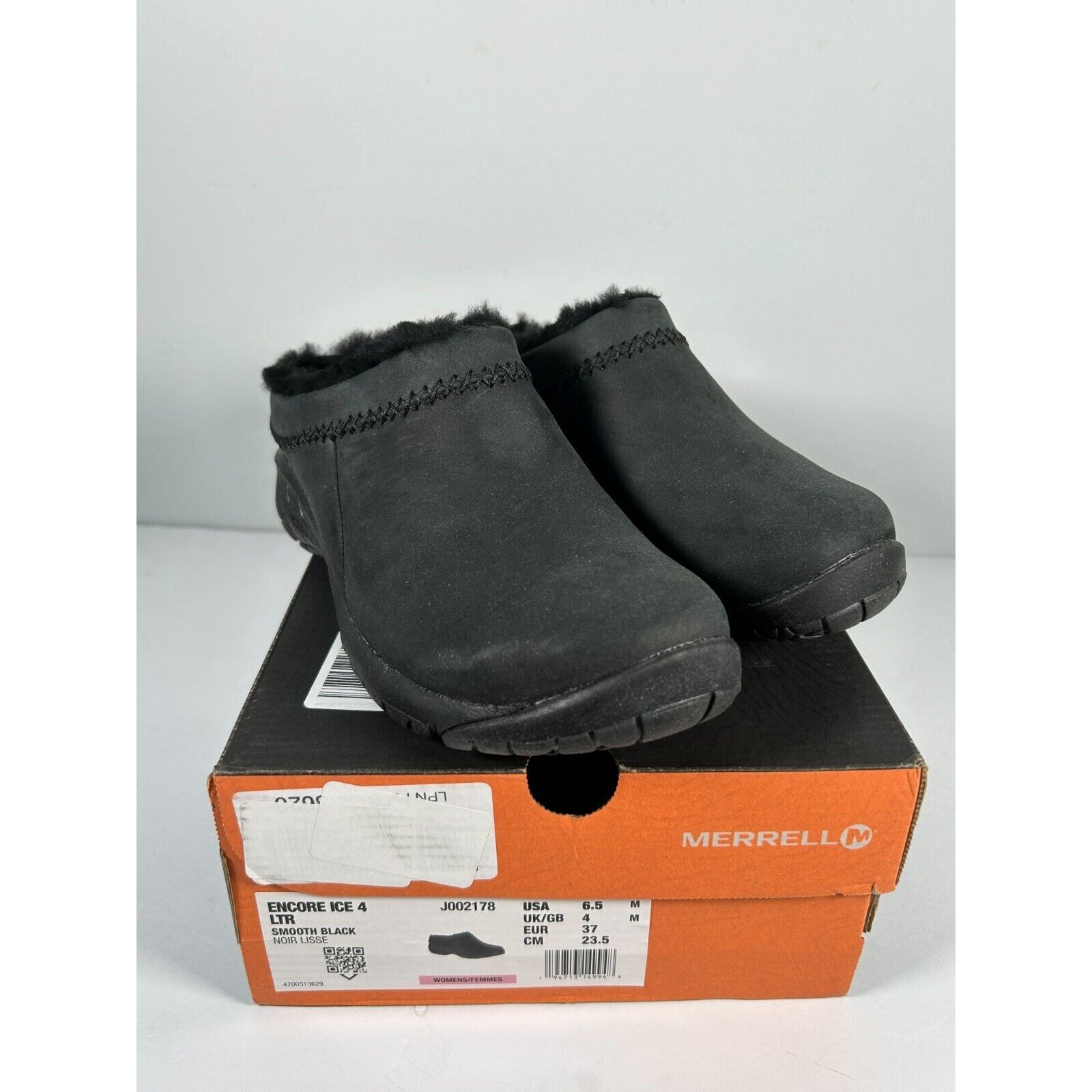 Nuova scarpa Merrell donna Encore Ice 4 LTR scamosciata nera liscia taglia US 6 5