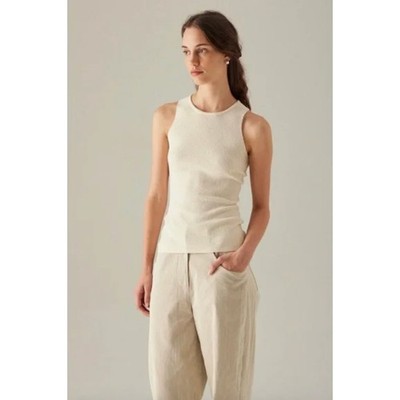 SOMETHING TO HOLD Deli Tank Top Cream Women's Size Medium NWT Teddy Boucle