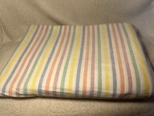 Vintage Stripped Cotton Flannelette Sheet Pastel Candy Stripes
