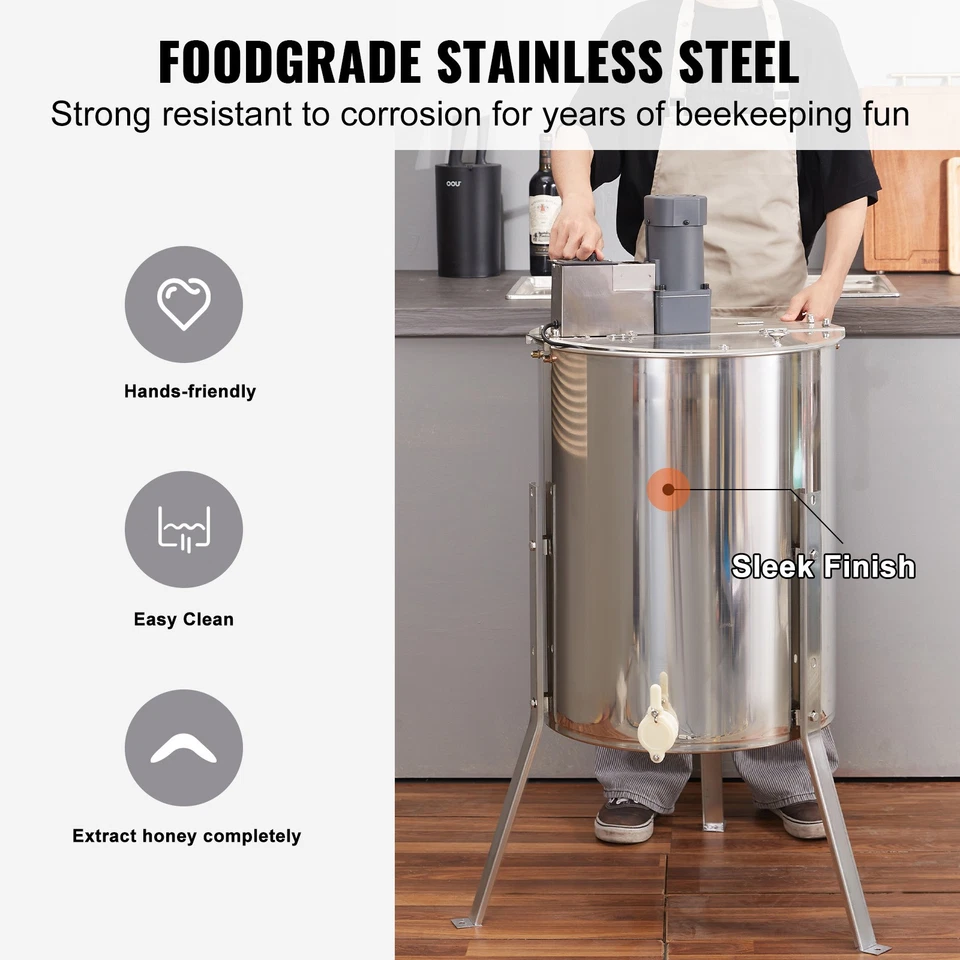 Электрический медовый экстрактор оборудование для пчеловодства рамы 4/8 нержавеющая сталь - Изображение 4 из 4