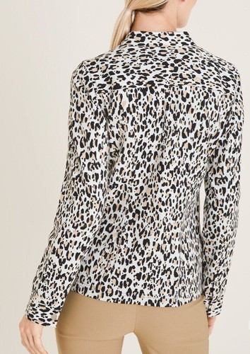 NWT Chico's Sz 3 / Lg / 16/18 Reversible Animal Print To Black Ikat Linen Jacket - Picture 3 of 19