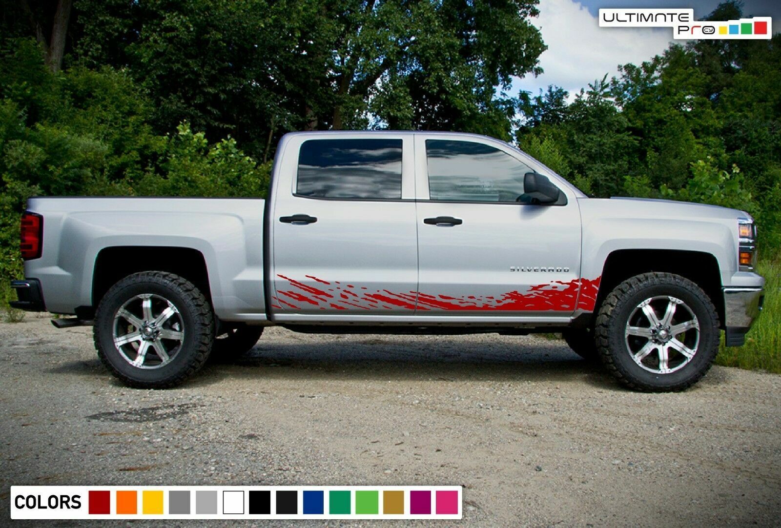 Side Mud Splash stripe design for Chevrolet Silverado 1500 2500 3500 4500 2013 Goede deals