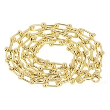 Italian 14k Yellow Gold Semi-Solid U-Link Chain Necklace 18" 5mm 14 grams