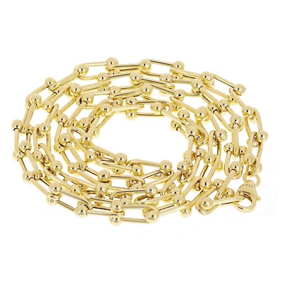 Italian 14k Yellow Gold Semi-Solid U-Link Chain Necklace 18'' 5mm 14 grams