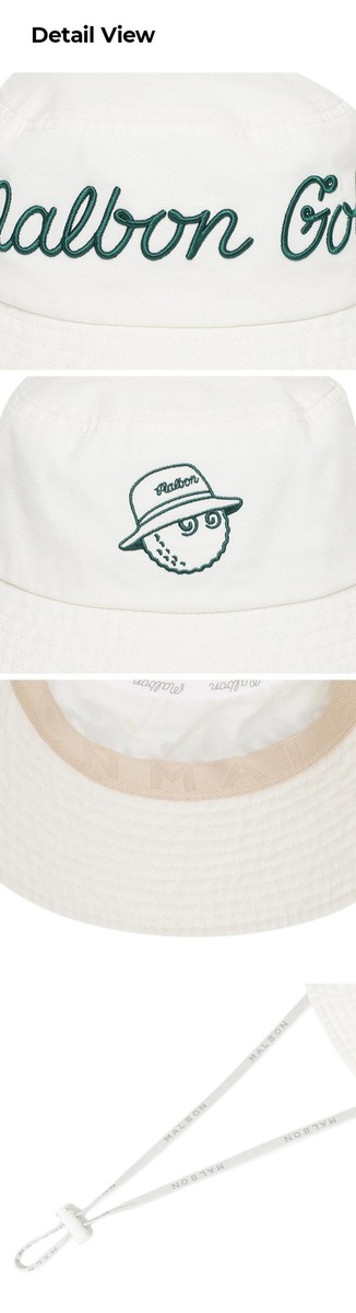 Genuine Malbon Golf Basic Lettering Bucket Hat IVORY | eBay