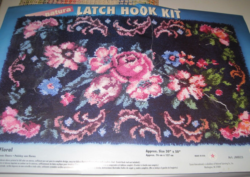 Caron International Paisley Floral Latch Hook Rug Kit 30"x50" #JMB23 Black/PINK