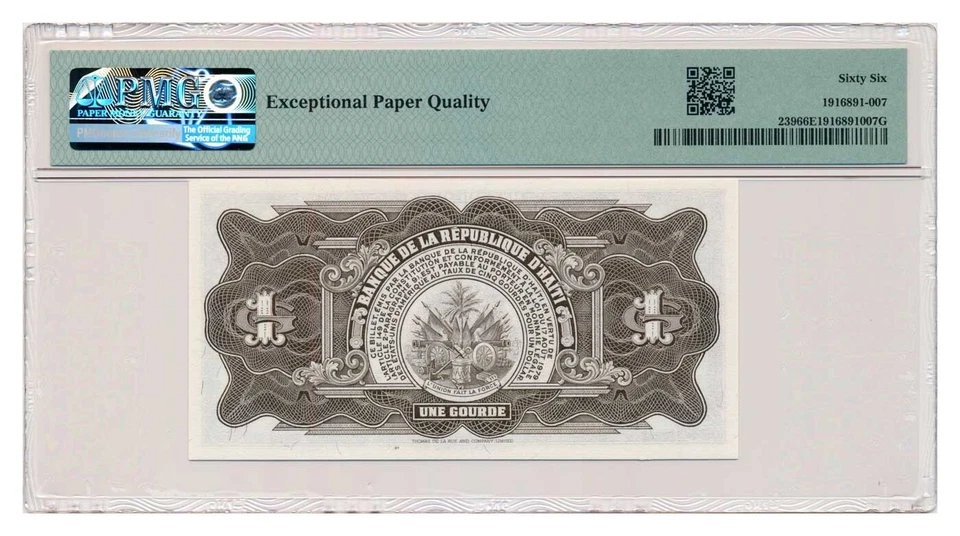 HAITI banknote 1 Gourde 1979 PMG MS 66 EPQ Gem Uncirculated - Image 2 of 2