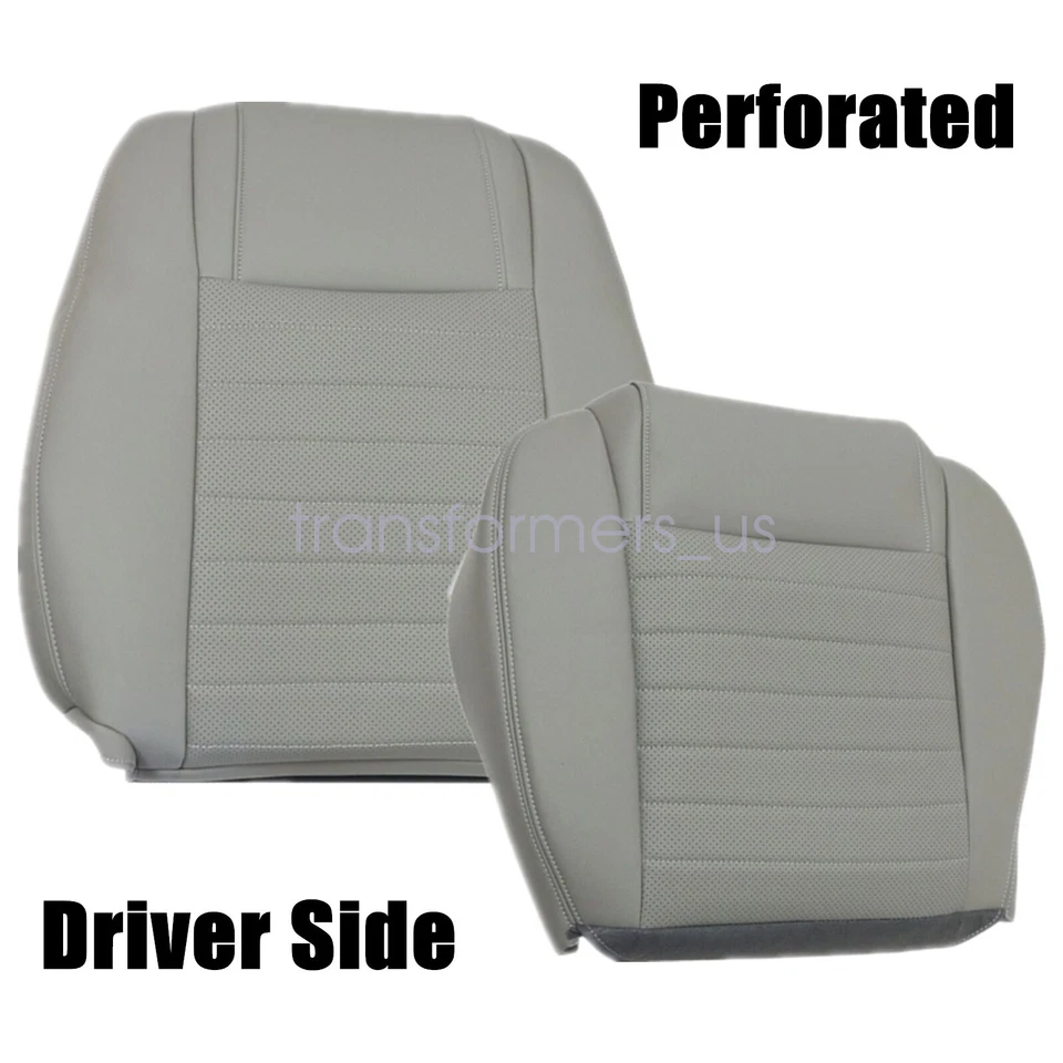 Capa de assento de couro cinza lateral e superior para motorista Ford Mustang GT 2005-2009 - Imagem 2 de 4