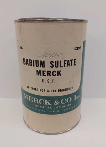 Empty Merck Barium Vintage Cardboard Pharmaceutical Container w/Metal ...