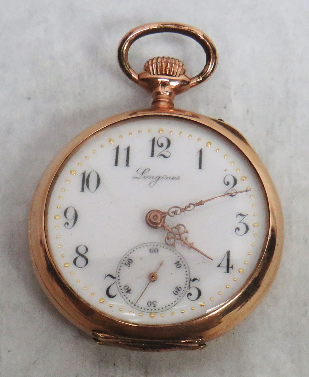 LONGINES 14K GOLD OPEN FACE 36mm POCKET WATCH