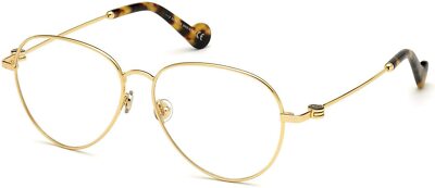 Moncler ML5068 030 Shiny Gold Aviator Metal Eyeglasses Frame 55-14-140 5068 RX