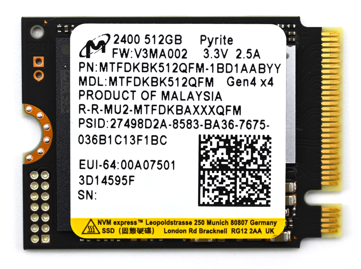 マイクロン 2400 シリーズ　m.2 SSD 2230 1TB Micron 2400 1TB M.2 2230 NVMe PCIe 4.0x4 SSD Solid State