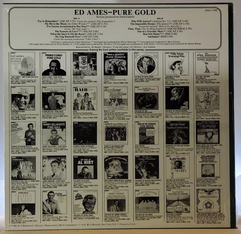 Ed Ames-Pure Gold, LP, 1976, RCA ANL1-1780 [MINT] - Image 2 of 2
