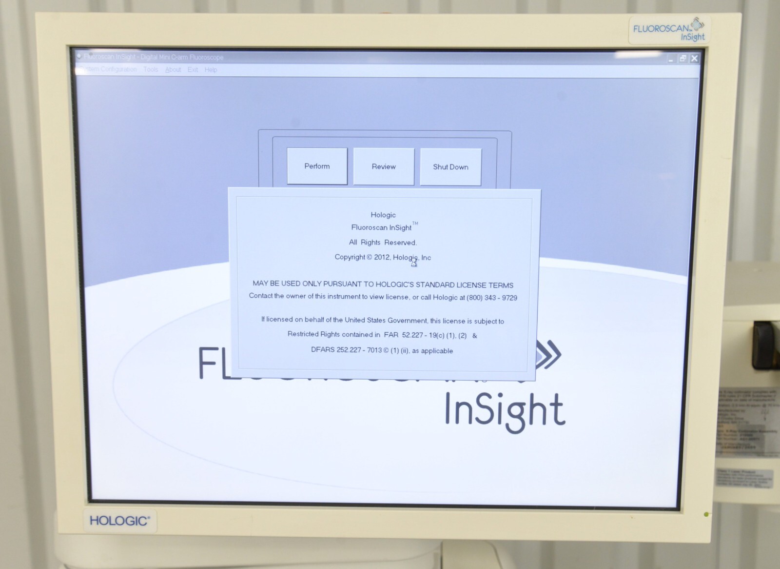 2011 Hologic Fluoroscan InSight 2 C-Arm Imaging System w/Wireless Footswitch