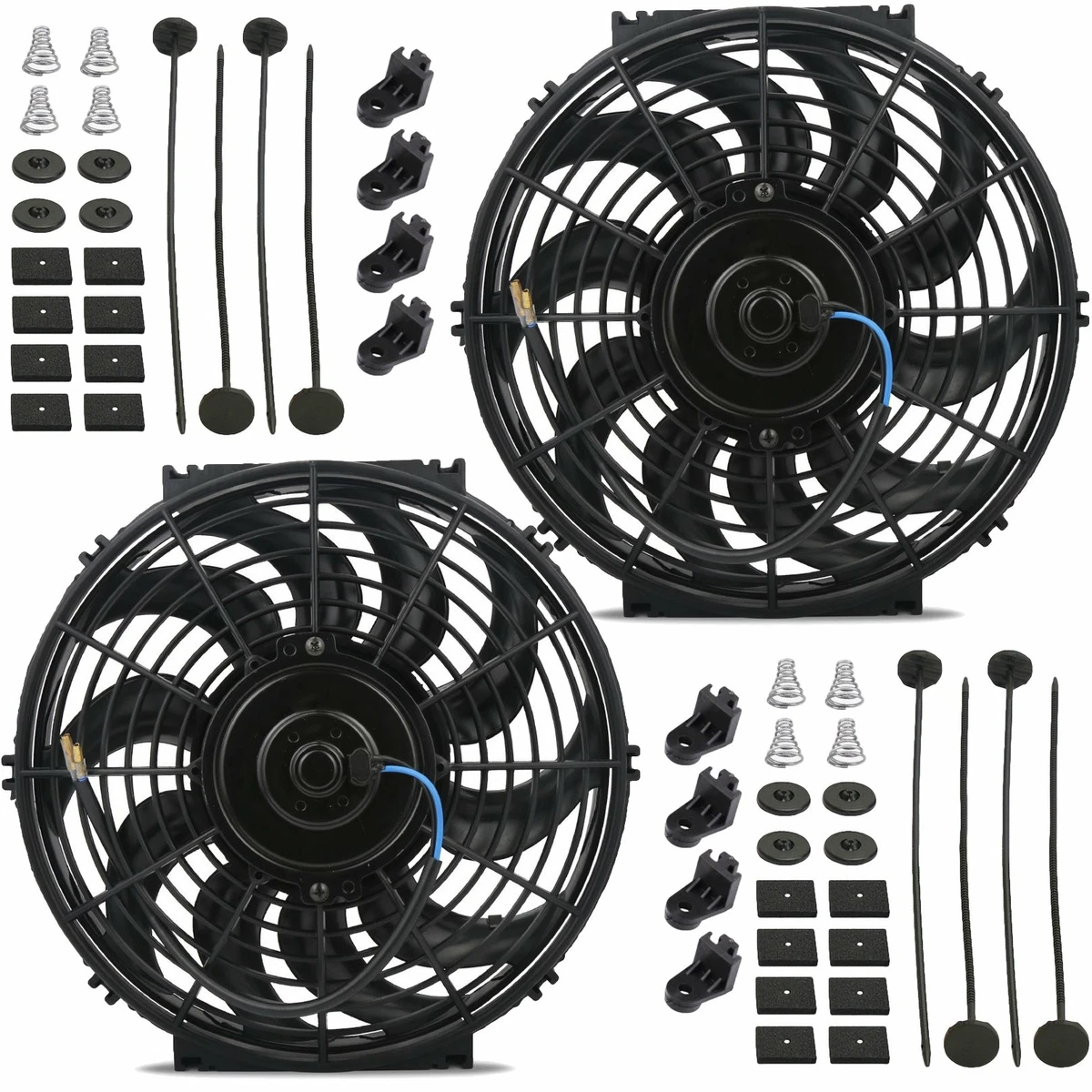 DUAL 12-13 INCH UPGRADED 90W MOTOR REVERSIBLE ELECTRIC AUTO RADIATOR  COOLING FAN | eBay