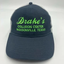 Drake's Collision Center Madisonville Texas Trucker Hat Cap Black White Snapback