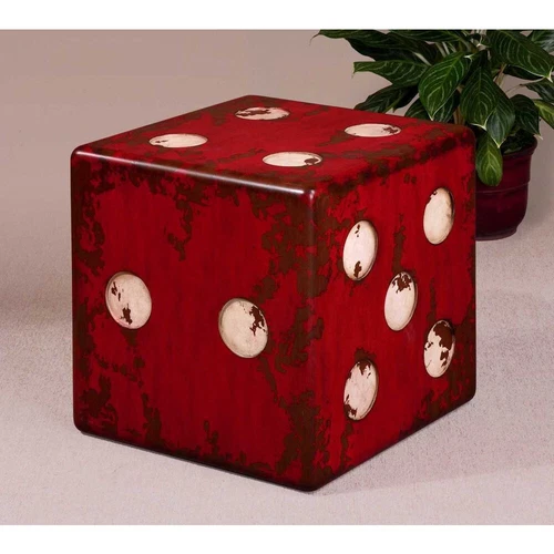 Red Dice Accent End Tables Side Seat Game Room Gambling Craps Casino 24168 - Picture 5 of 5