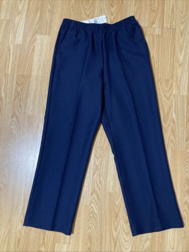 NWT Womens Size 6P Alfred Dunner Navy Blue Twill Elastic Waist Pull On Pants