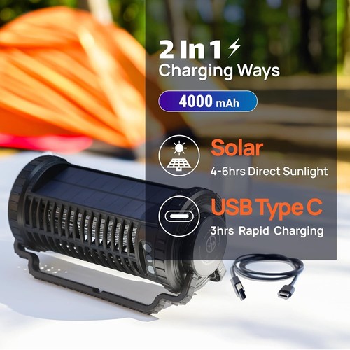 Solar Bug Zapper Outdoor Indoor, 4800V Effective Mosquito Zapper, Cordless - Picture 3 of 8