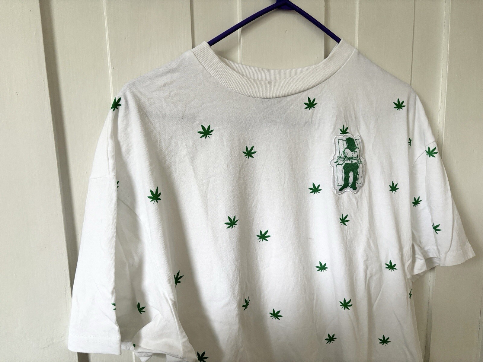 FILA DEATH ROW RECORDS rara maglietta uomo fuori produzione bianca e verde foglia di marijuana grafica XL